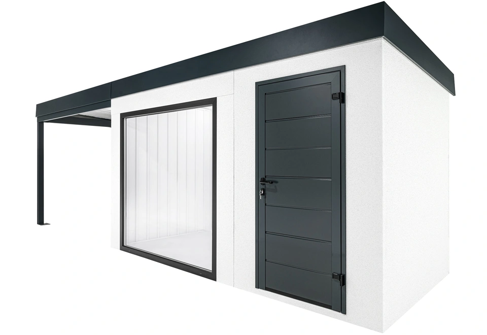 GARDEON® Záhradný domček s panoramatickým oknom a ľavým prístreškom