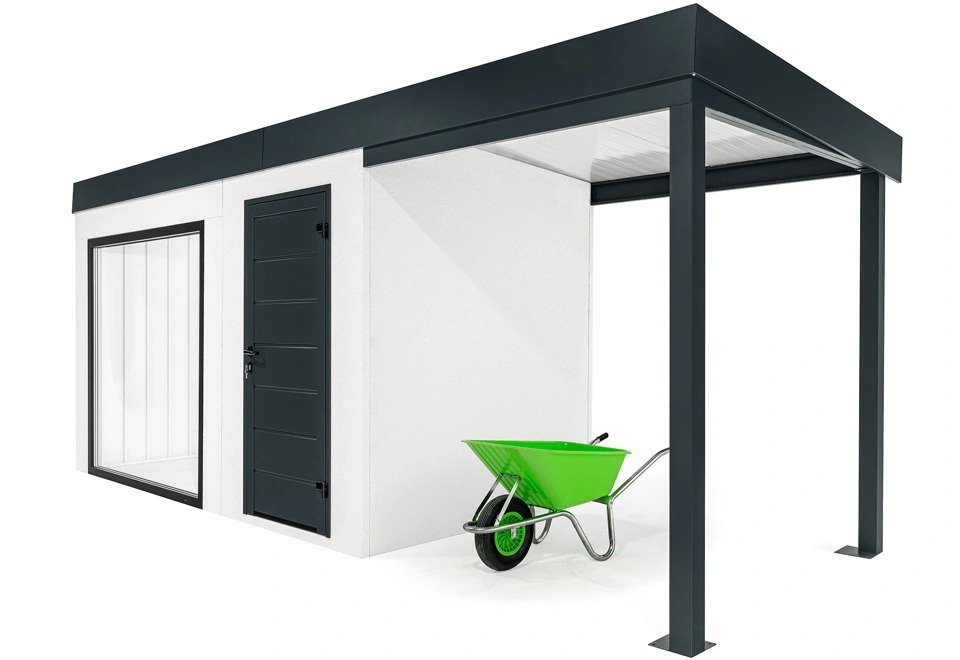 GARDEON® Záhradný domček s panoramatickým oknom a pravým prístreškom