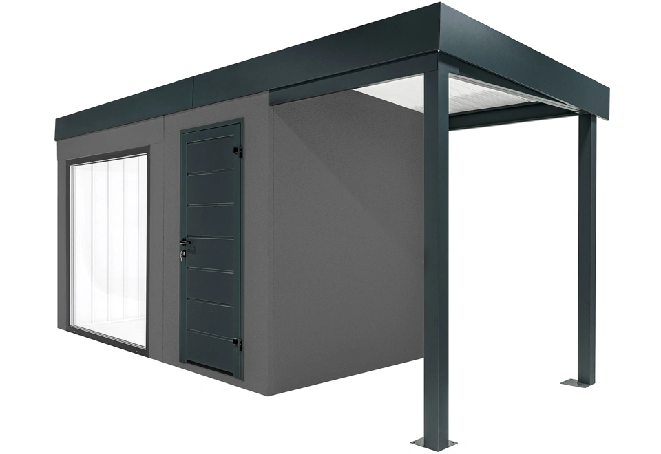 GARDEON® Záhradný domček s panoramatickým oknom a pravým prístreškom