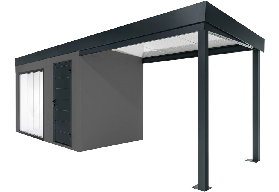 GARDEON® Záhradný domček s panoramatickým oknom a pravým prístreškom