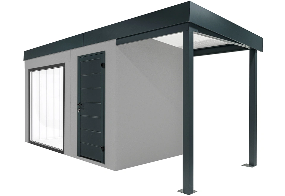 GARDEON® Záhradný domček s panoramatickým oknom a pravým prístreškom