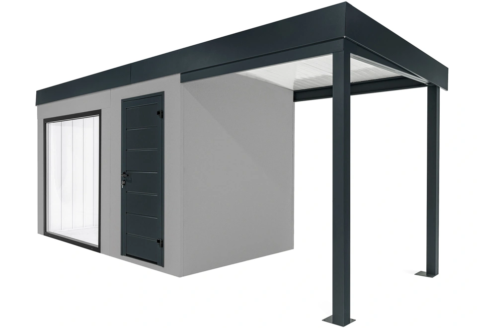 GARDEON® Záhradný domček s panoramatickým oknom a pravým prístreškom