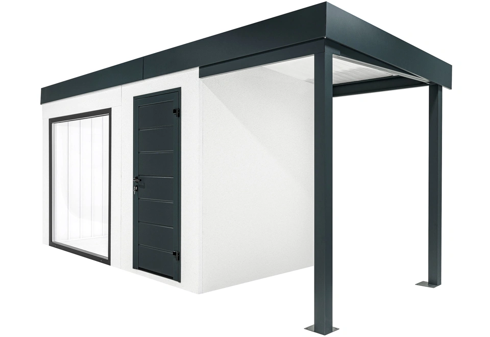 GARDEON® Záhradný domček s panoramatickým oknom a pravým prístreškom