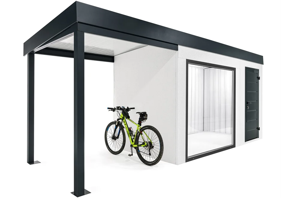GARDEON® Záhradný domček s panoramatickým oknom a prístreškom