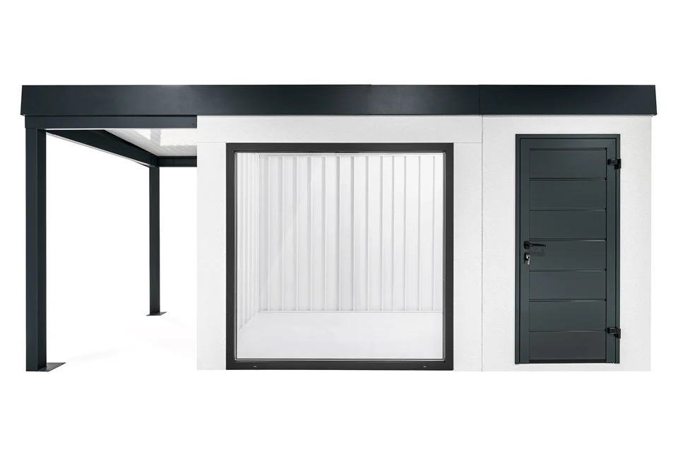 GARDEON® Záhradný domček s panoramatickým oknom a prístreškom