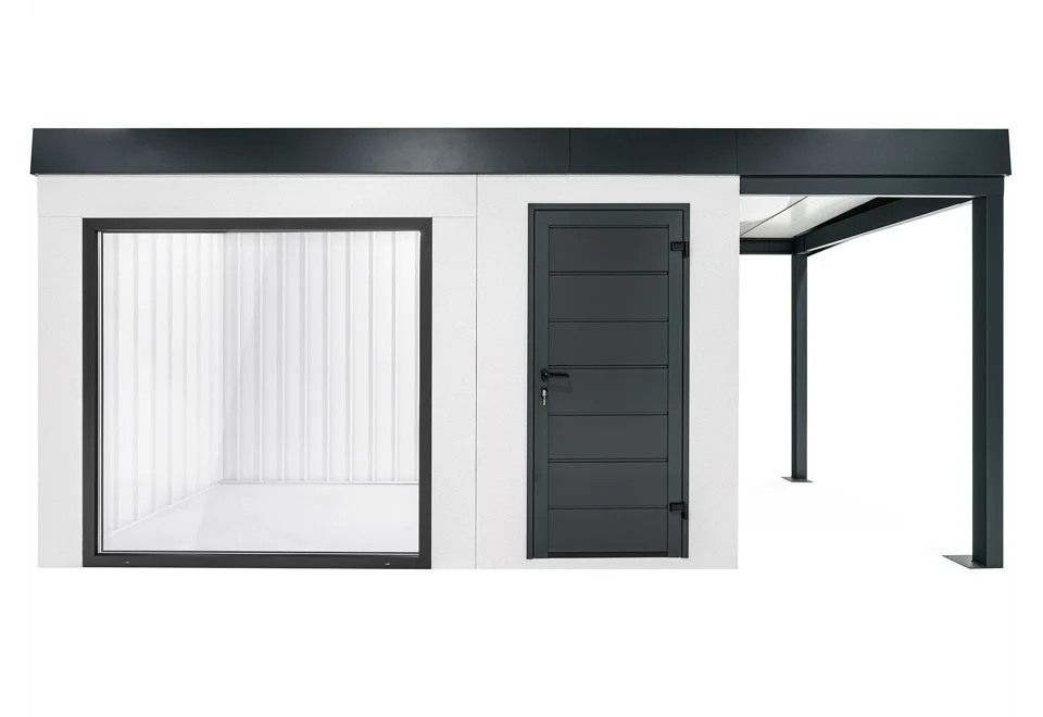 GARDEON® Záhradný domček s panoramatickým oknom a prístreškom